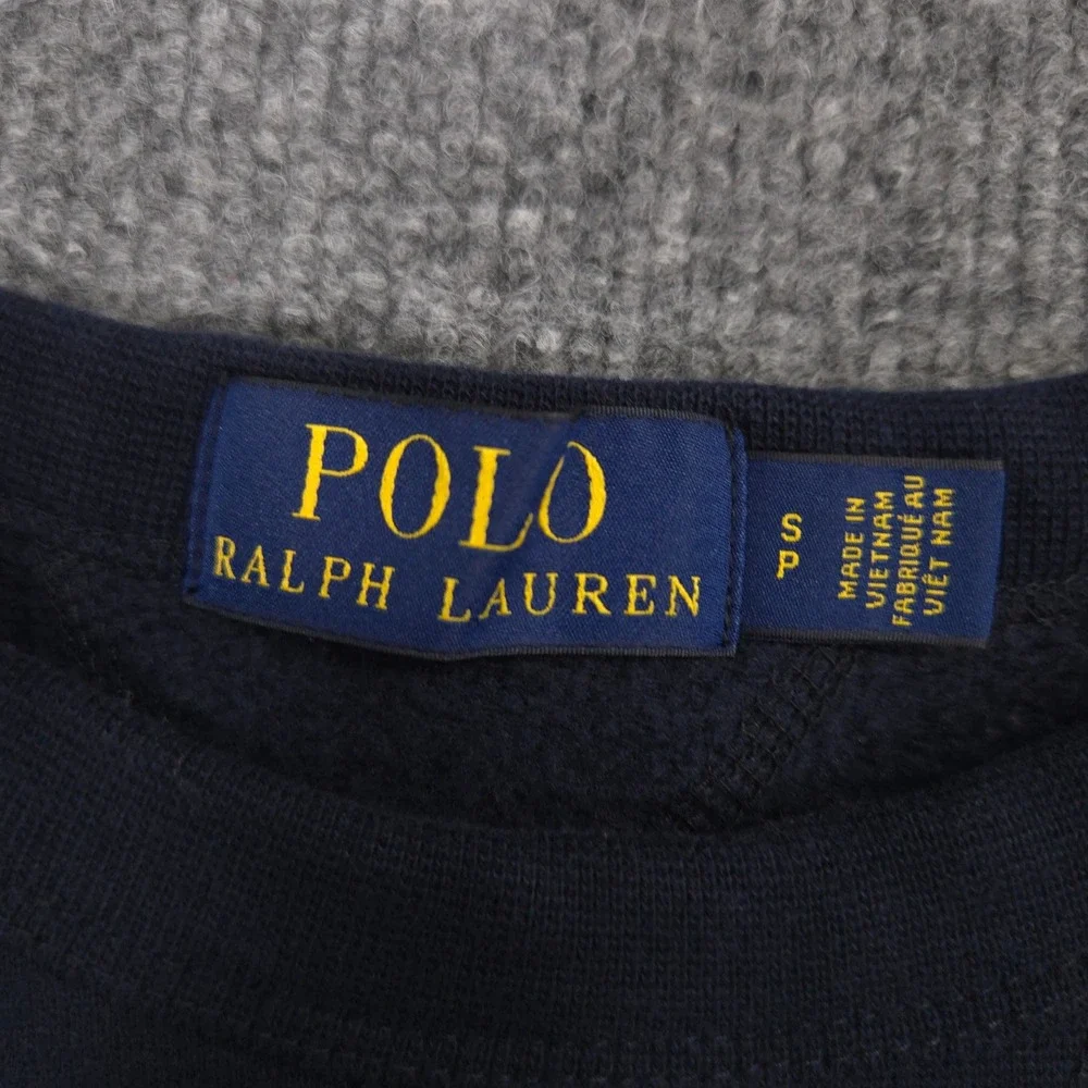 Polo Ralph Lauren Sweatshirt Mens Small Navy Red Pony Fleece Crewneck Pullover